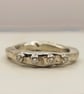 Sterling Silver Organic Diamond Wedding Band - Hand Forged Rustic Ring - Size Q