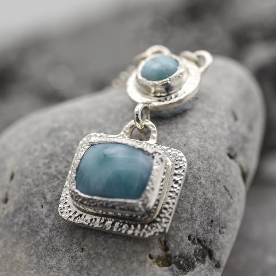 One of a Kind Rustic Larimar Pendant