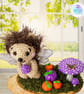 Crochet hedgehog, pumpkins and toadstool sculpture. Hedgehog ornament.  - Image 9