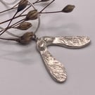 Handmade Fine Silver Sycamore Seed Pendant Necklace
