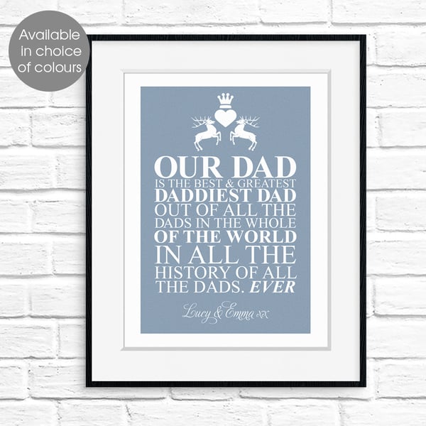 Father's Day personalised print, gift for dad or grandad