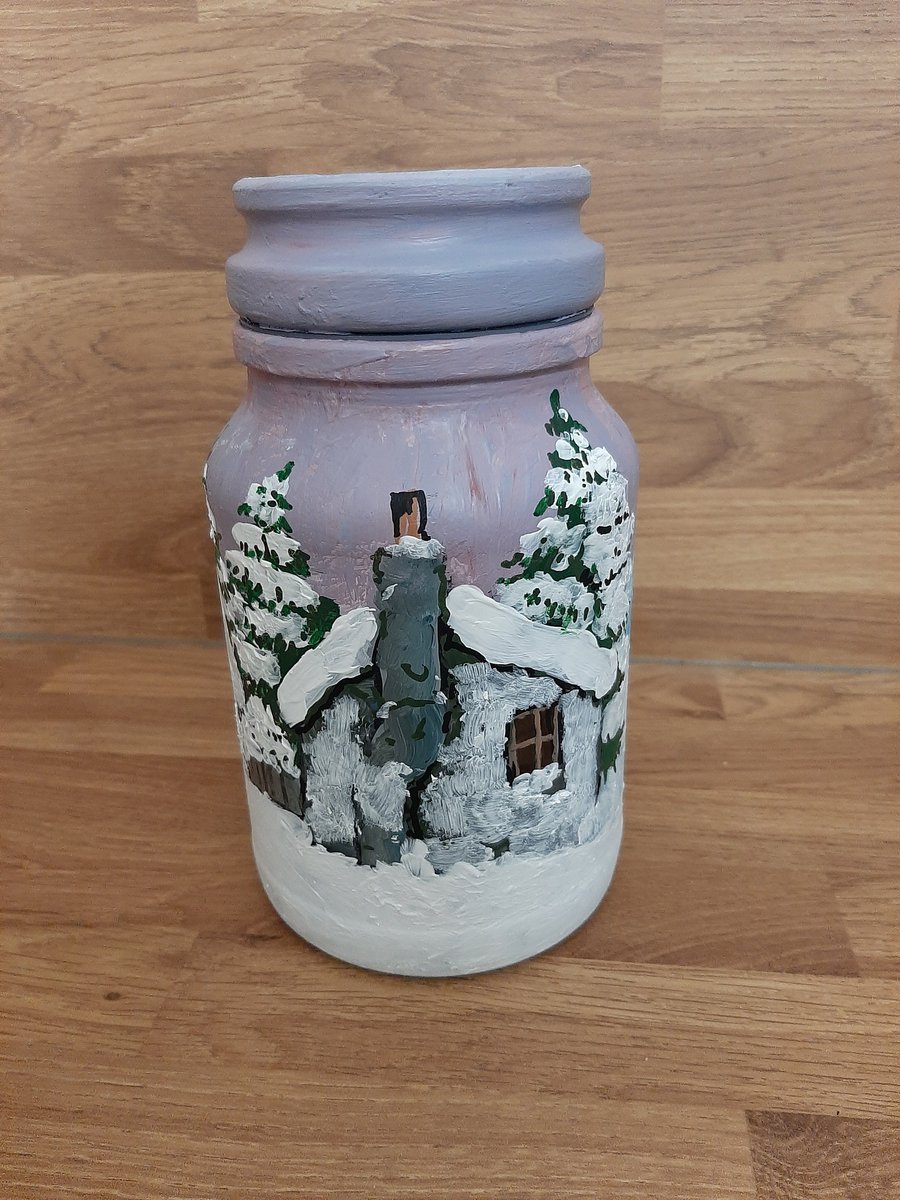 night light cottage in snow kid's night light