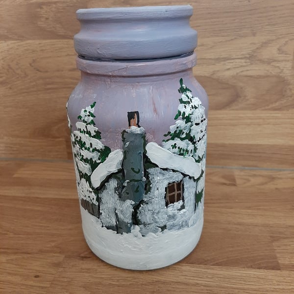 night light cottage in snow kid's night light