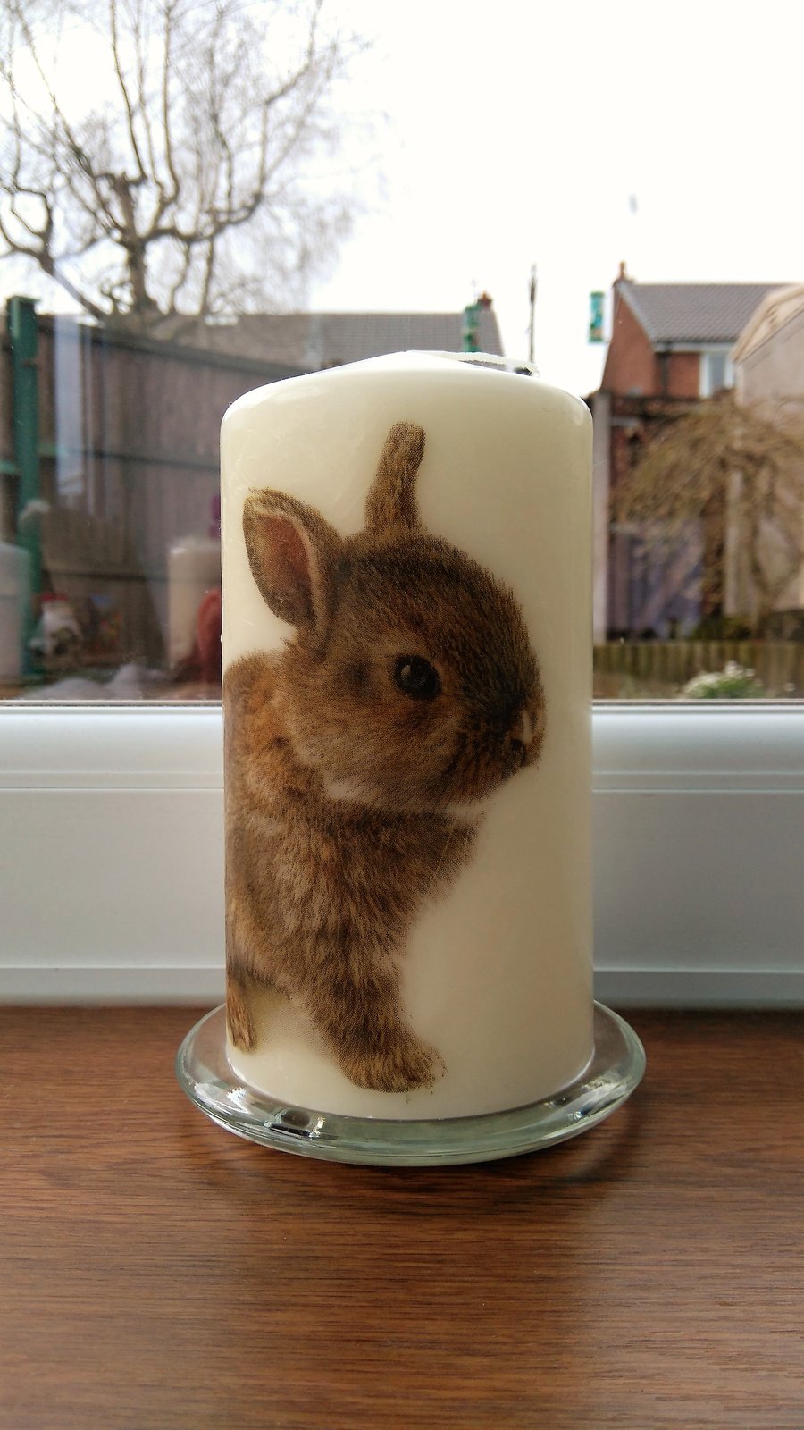 bunny decorated candle