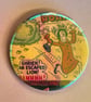 Holographic vintage book pin badge - Dennis the menace escaped lion