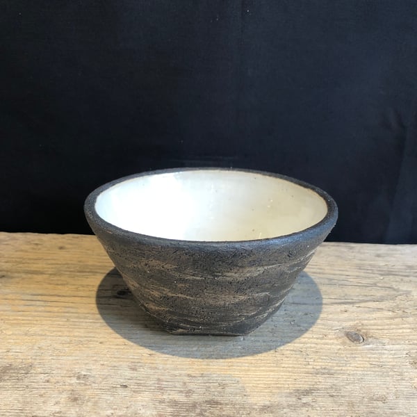 Carved Stoneware Bowl - white interior