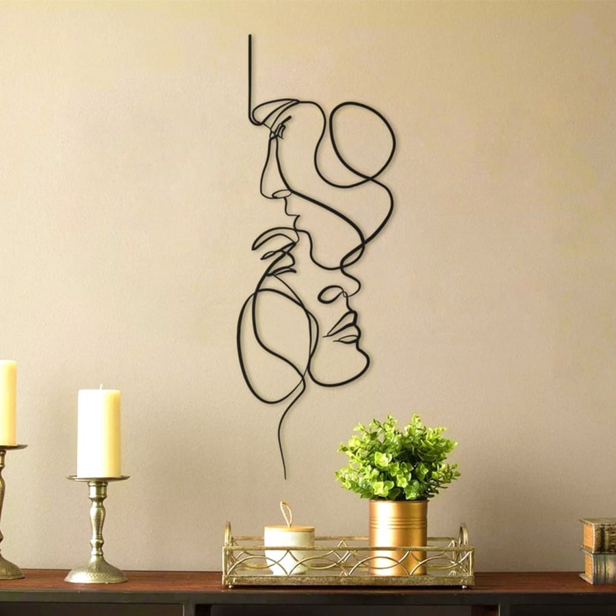 Metal Wall Art, Couple Love Wall Decor, Line Art, Room Decor Aesthetic Minimalis