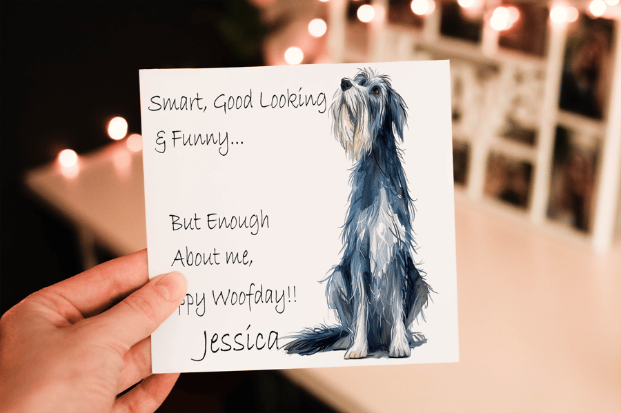 Irish Wolf Hound Dog Birthday Card, Dog Birthday Card, Personalized Dog Breed 