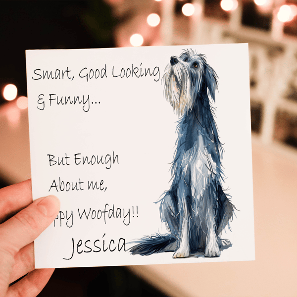 Irish Wolf Hound Dog Birthday Card, Dog Birthday Card, Personalized Dog Breed 