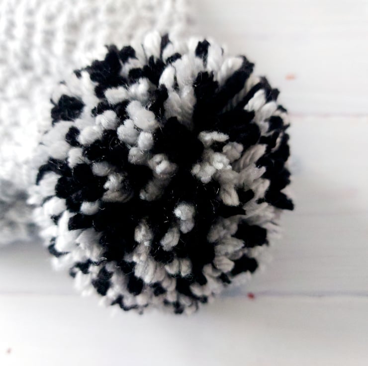 Silvie Silver Fleck Pom Pom Hat - Black