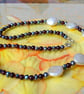 Pearl necklace with garnets - Freshwater pearls and gemstones - Silver Hooks - Image 1