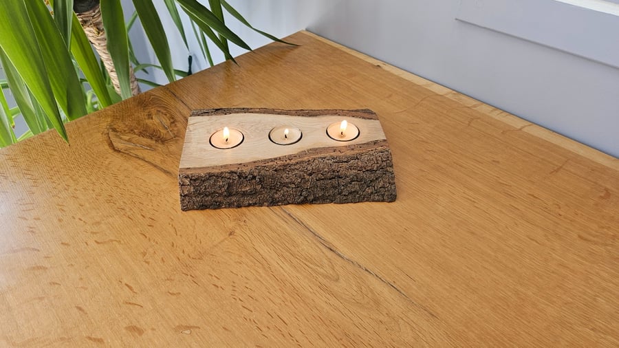 Live edge ash tealight candle holder
