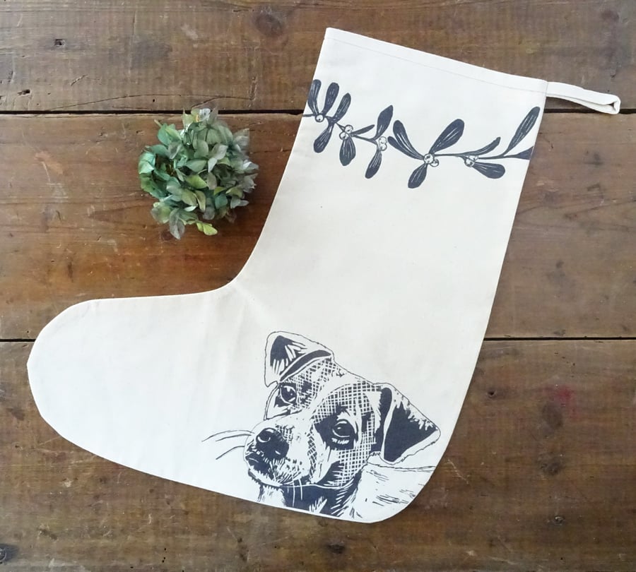 Jack Russell Terrier Christmas Stocking, dog lover, personalised, pet gift