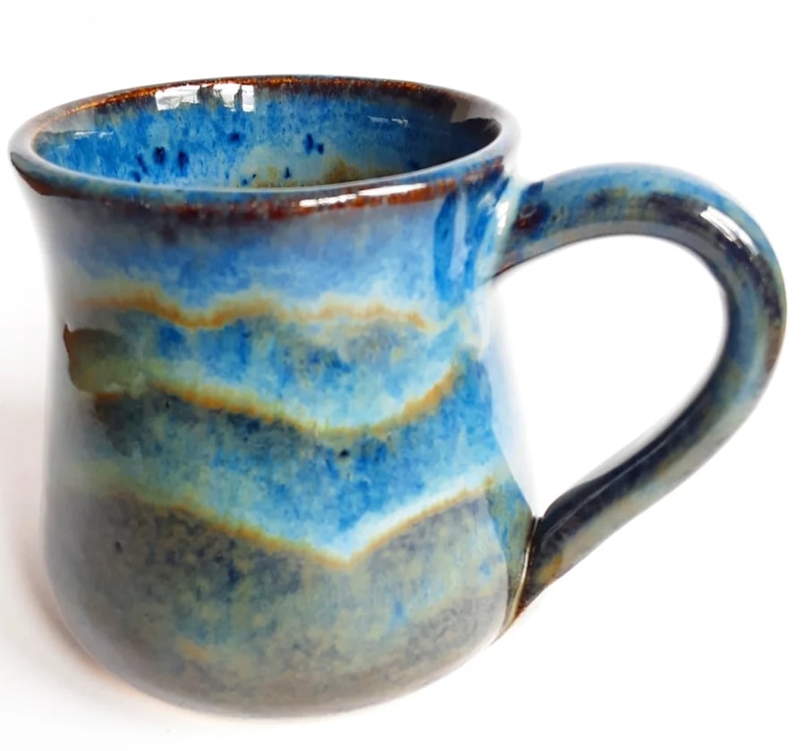 Blue Glazed Mug - Hand Thrown Stoneware Ceramic Mug 