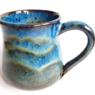 Blue Glazed Mug - Hand Thrown Stoneware Ceramic Mug 