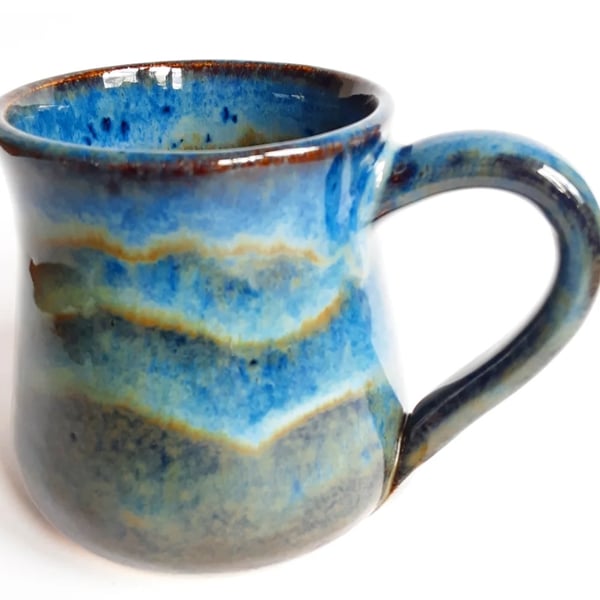 Blue Glazed Mug - Hand Thrown Stoneware Ceramic Mug 