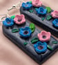 Flower Earrings Arch Shaped Polymer Clay Dangle Earrings - Handmade UK - Image 3