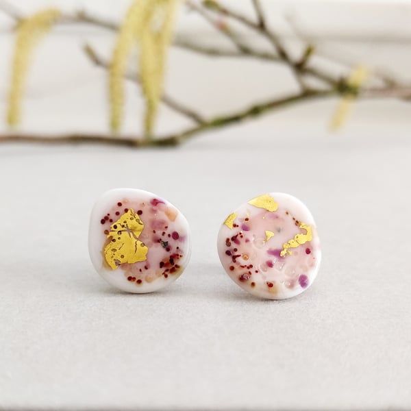 Golden Mistle Thrush Studs (small) 