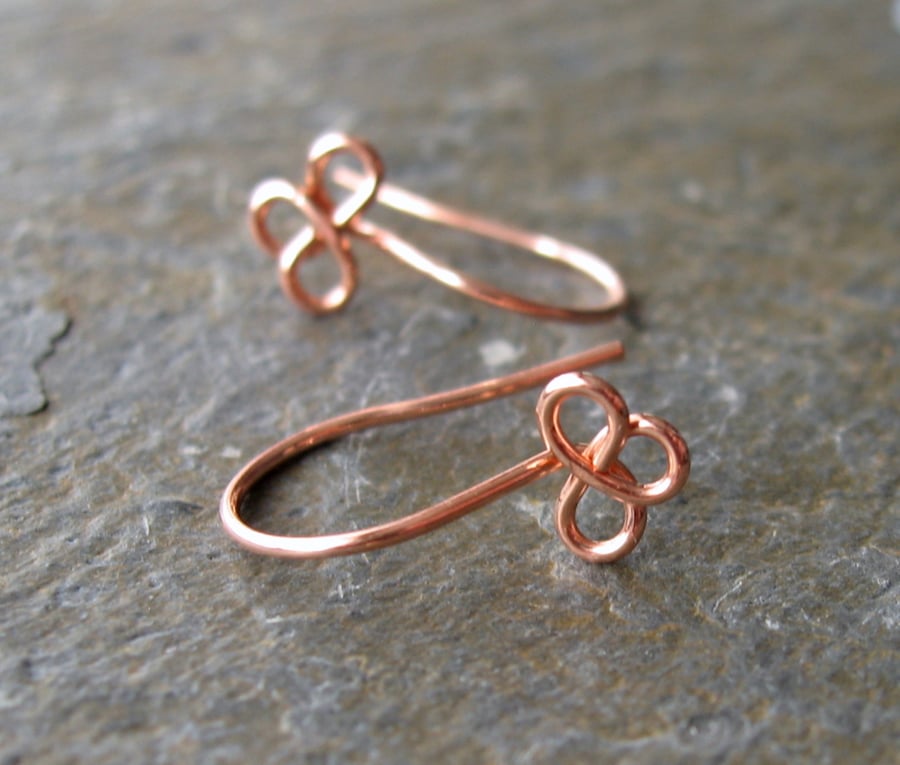  Handmade copper trefoil earwires x 10 pairs MADE TO ORDER
