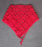 Child's Bandana in Bright Red Floral Lace Design, Hand Crocheted in Cotton Yarn
