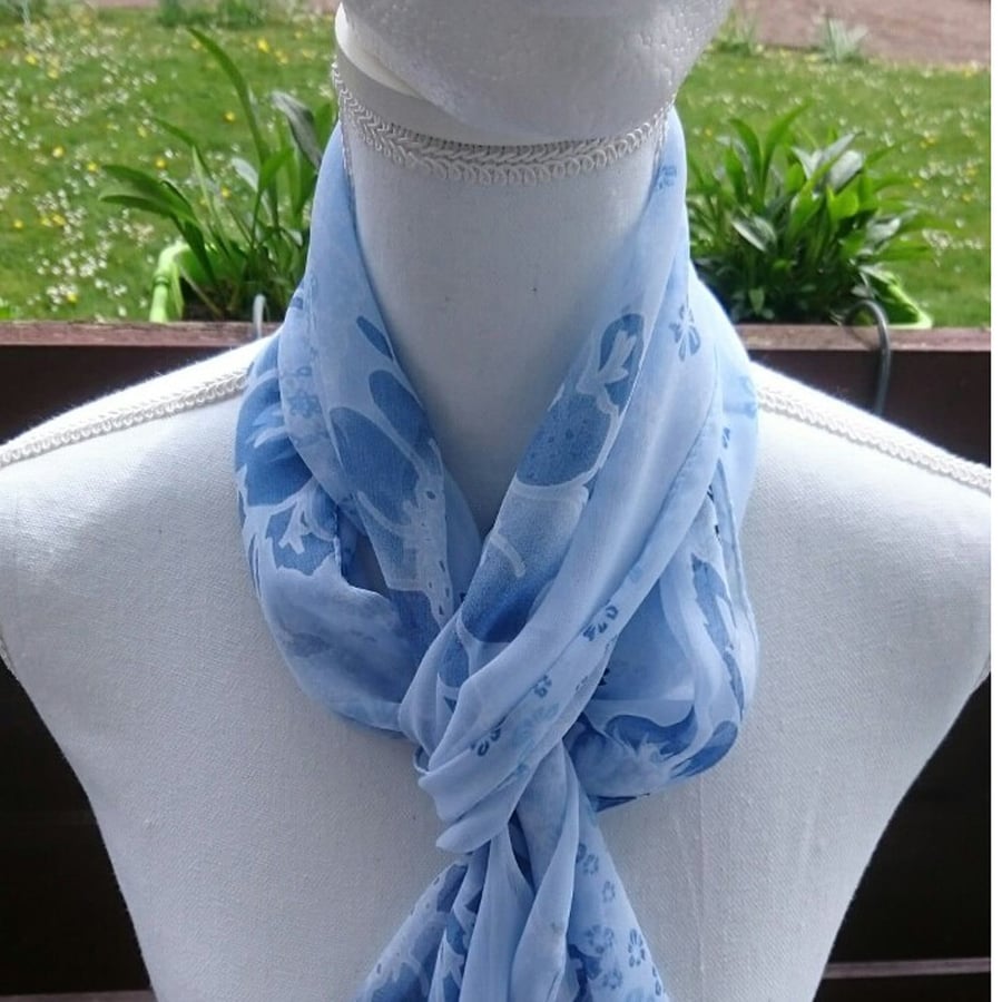 Blue vintage modern rectangular shawl Soft Draping Fabric Gift for Her