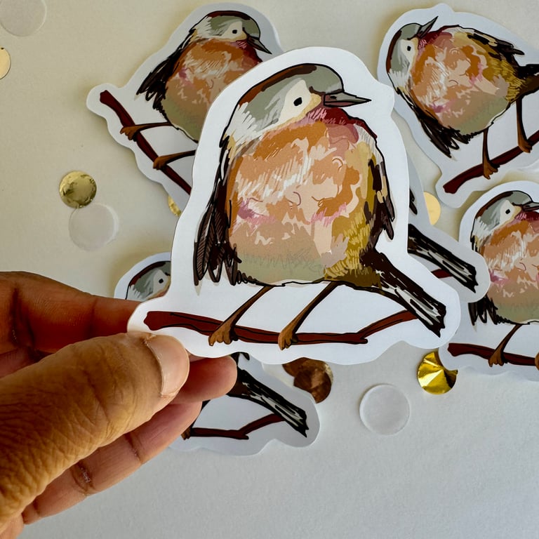 Sticker Autumn Robin Nature Bird Matt Vinyl Waterproof