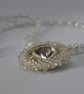 Imitation Pearl Necklace with Crystal Effect Pendant - Image 4