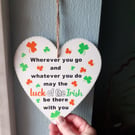 Luck of the Irish heart shaped wall hanging decoration
