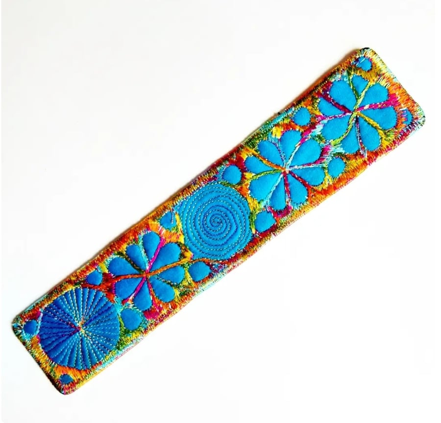 Handmade Embroidered Fabric Bookmark Textile Art Book Lover Gift 