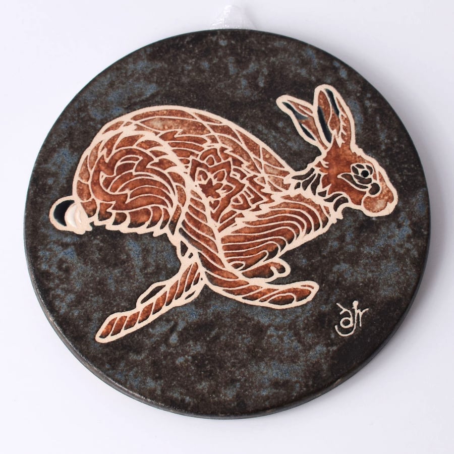 A64 Wall plaque coaster running hare (Free UK postage)