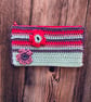 Crochet Colourful Pencil Case Zip Pouch Make up bag