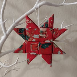 Christmas Decoration Star Scandi-style, folded fabric 