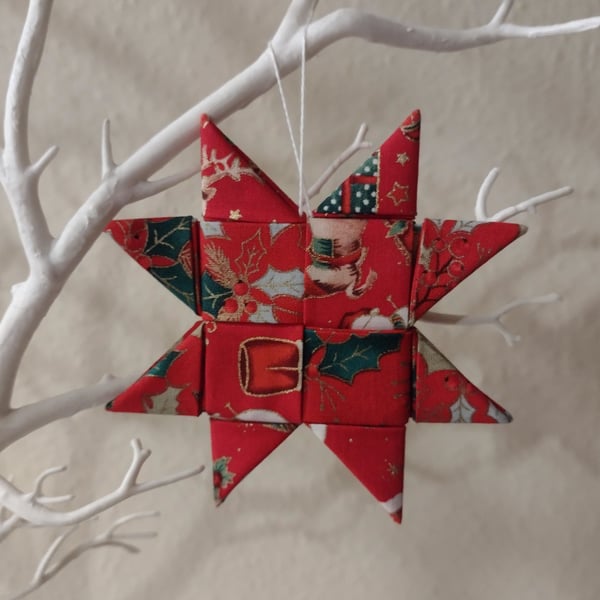 Christmas Decoration Star Scandi-style, folded fabric 