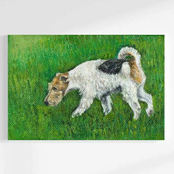 Original Wire Fox Terrier Dog Art Oil Painting