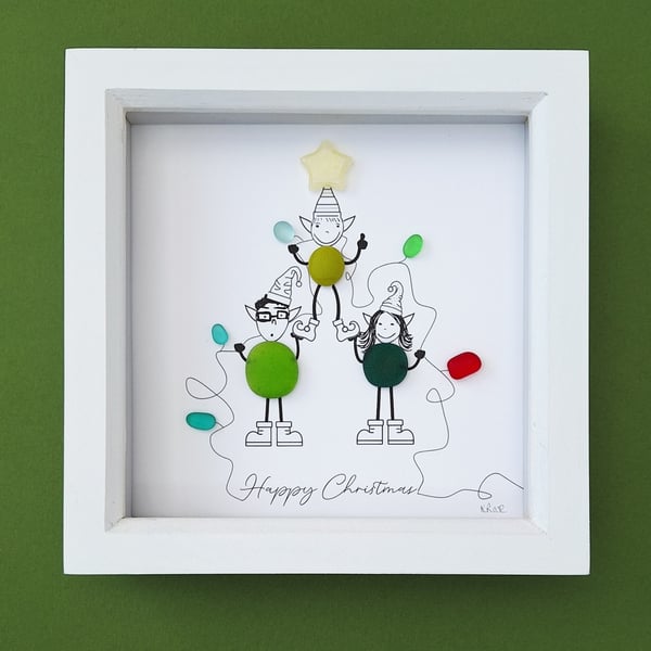 Christmas Elves Sea Glass Art: Christmas Decor