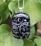 Handmade Silver sweet pea dichroic glass pendant, fused glass necklace SKU F19 - Image 5