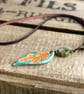 Leather & Ceramic Leaf Necklace - Image 1