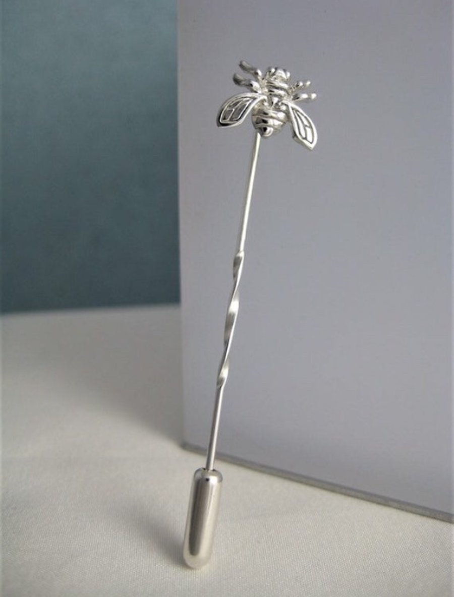 Sterling Silver Bumble Bee Tie & Lapel Stick Pin-Brooch 