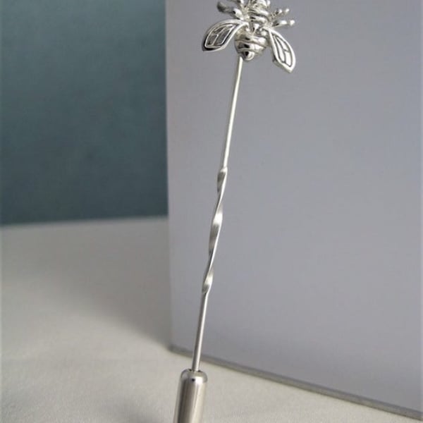 Sterling Silver Bumble Bee Tie & Lapel Stick Pin-Brooch 