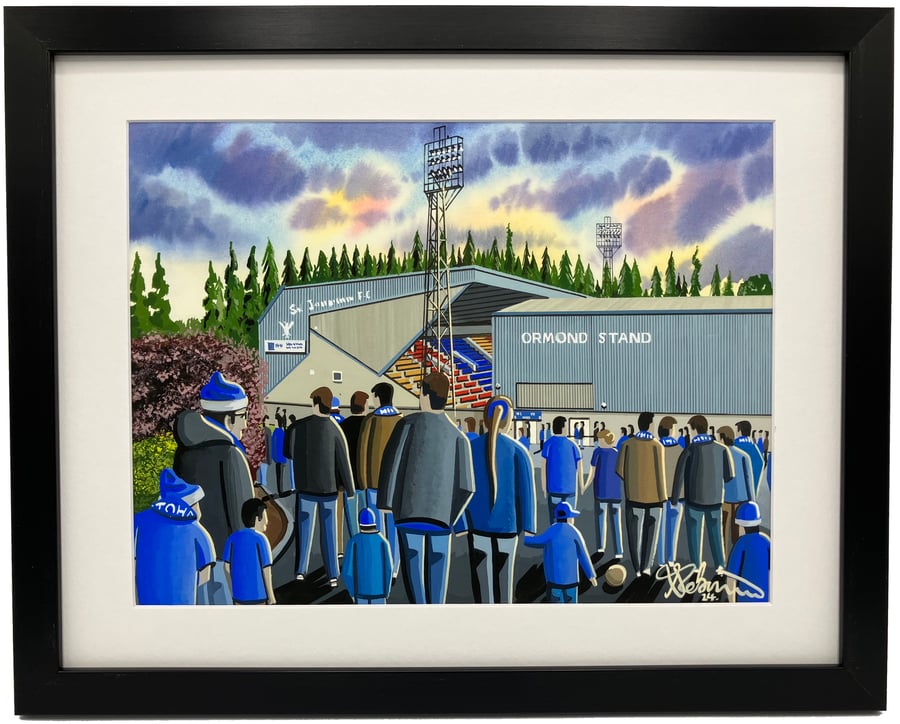 St Johnstone, Mc Diarmid Football Art Print. 14" x 11" Frame Size