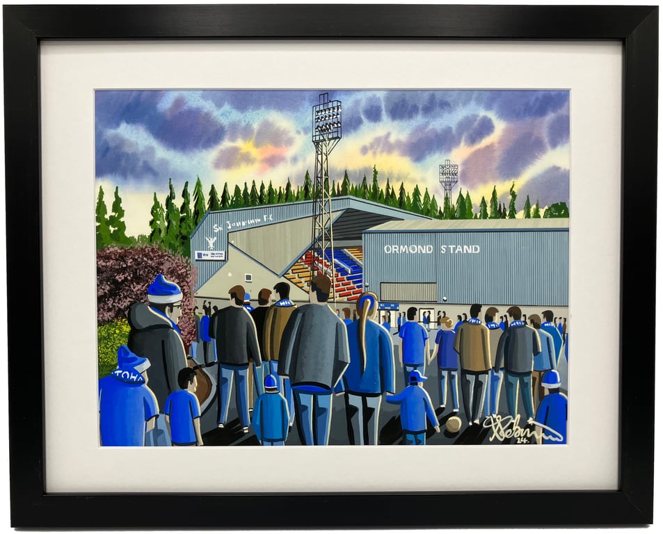 St Johnstone, Mc Diarmid Football Art Print. 14" x 11" Frame Size