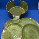 Handmade wheel thrown coaster set 