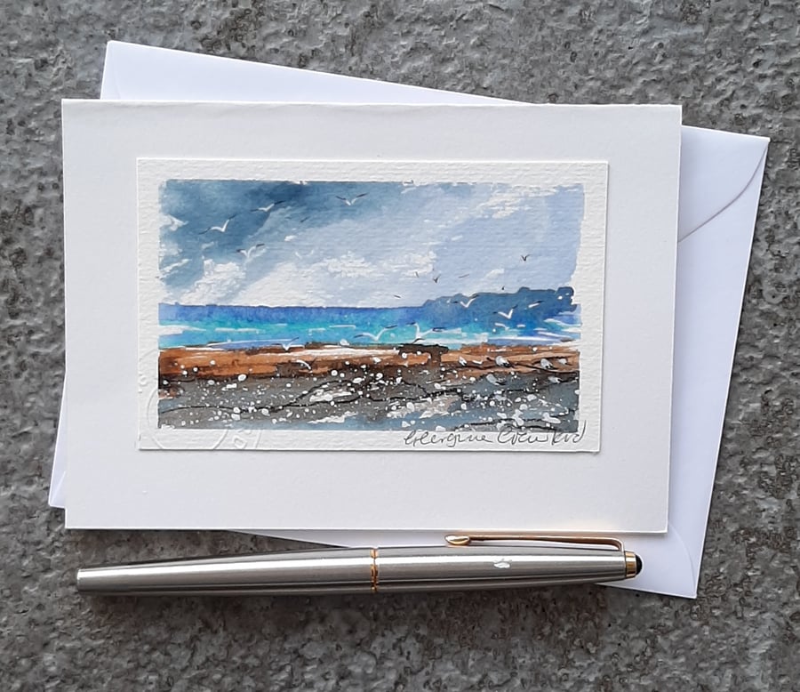 Blank Card. Handpainted Watercolour