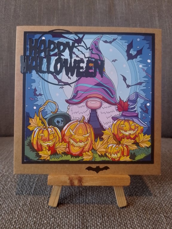 Gnome and Pumpkins Halloween handmade card