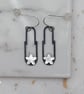 Oxidised Sterling Silver Flower And Wire Drop Earrings  - Image 1