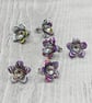 Recycled Flower Stud Earrings –Drink Can Aluminium – Pink and Purple Tones