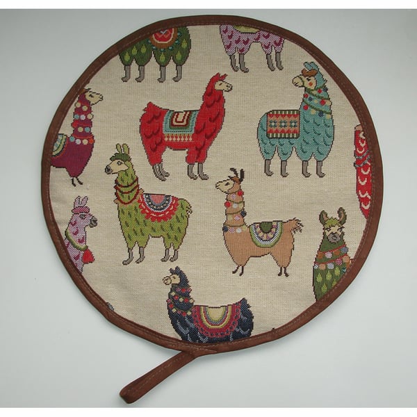 Llama Aga Hob Lid Pad Mat Hat Round Cover With Loop Surface Saver Alpaca