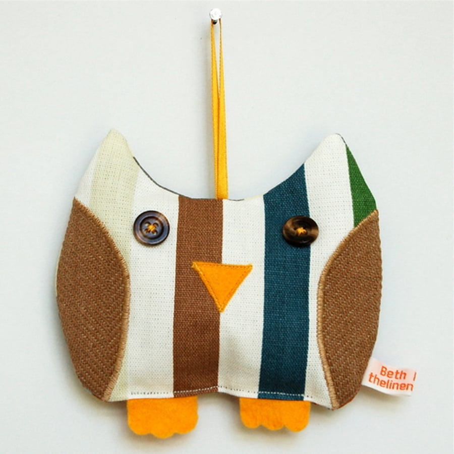 Blue and Brown Striped Owl Lavender Bag