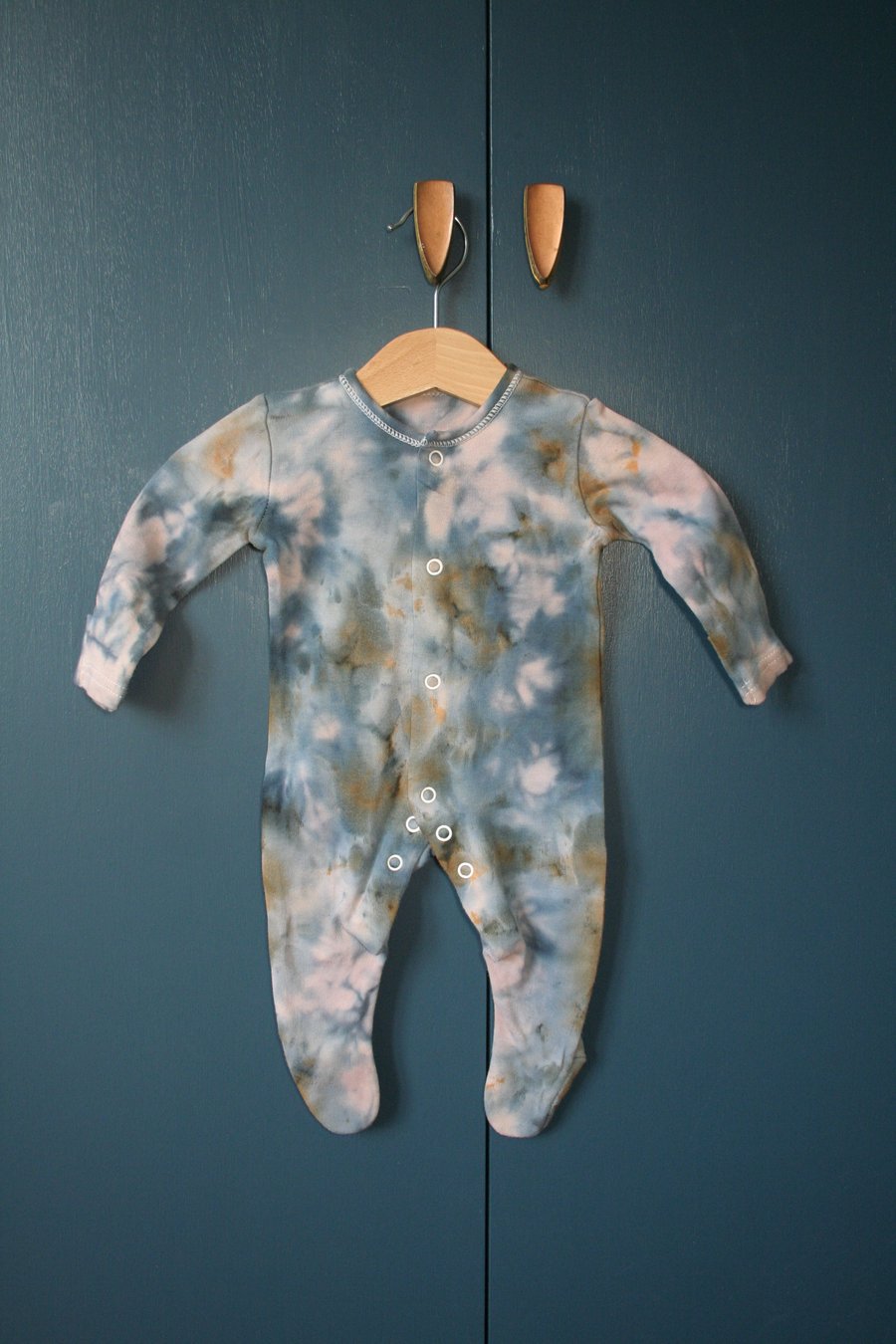 First Size Baby Grow in Blue, Pinks & Gold