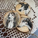 Pet portrait  (dog, cat, bird etc ) painted on a log slice